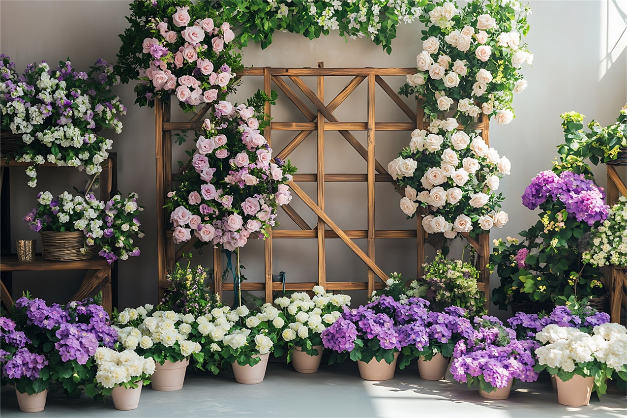 Spring Backdrop Floral Arrangement Rustic Trellis Backdrop BRP12-496