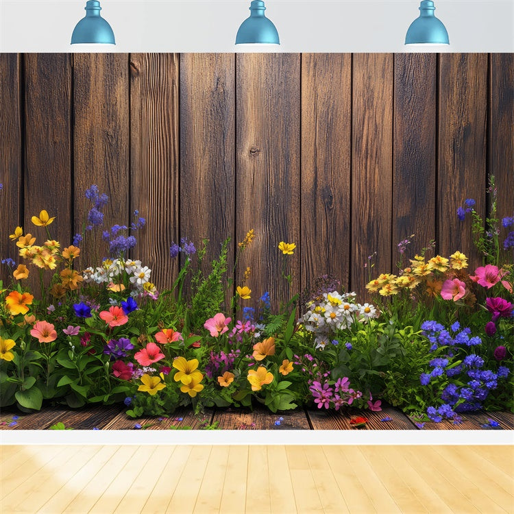 Spring Photo Backdrops Charm Floral Wooden Backdrop BRP12-498