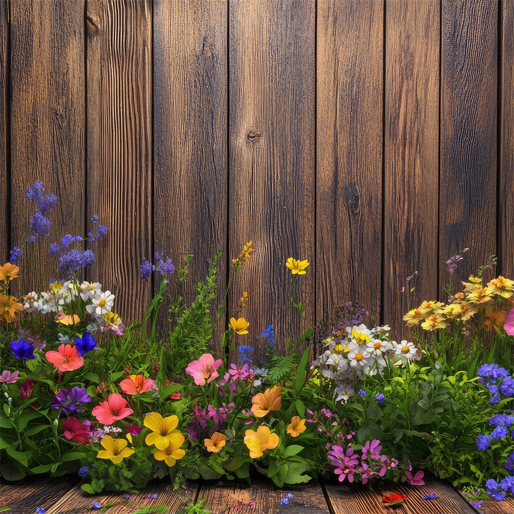 Spring Photo Backdrops Charm Floral Wooden Backdrop BRP12-498