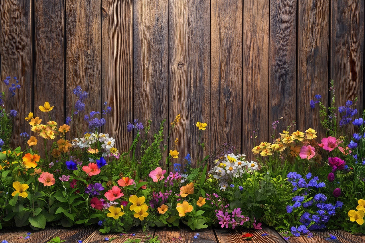 Spring Photo Backdrops Charm Floral Wooden Backdrop BRP12-498