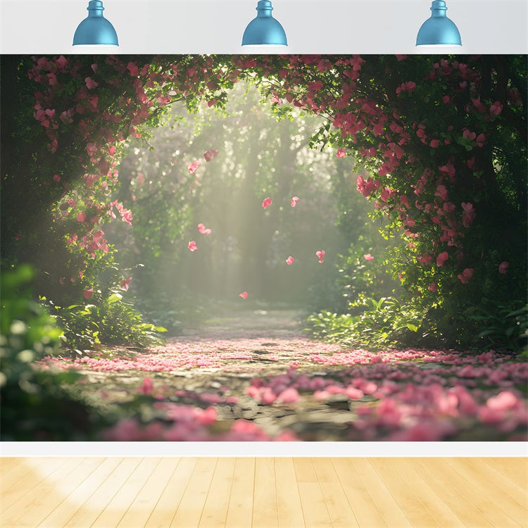 Backdrop Spring Pink Petal Archway Path Backdrop BRP12-502