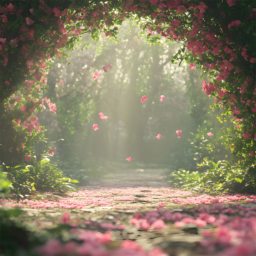 Backdrop Spring Pink Petal Archway Path Backdrop BRP12-502