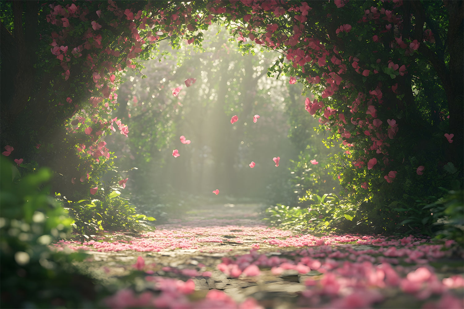 Backdrop Spring Pink Petal Archway Path Backdrop BRP12-502