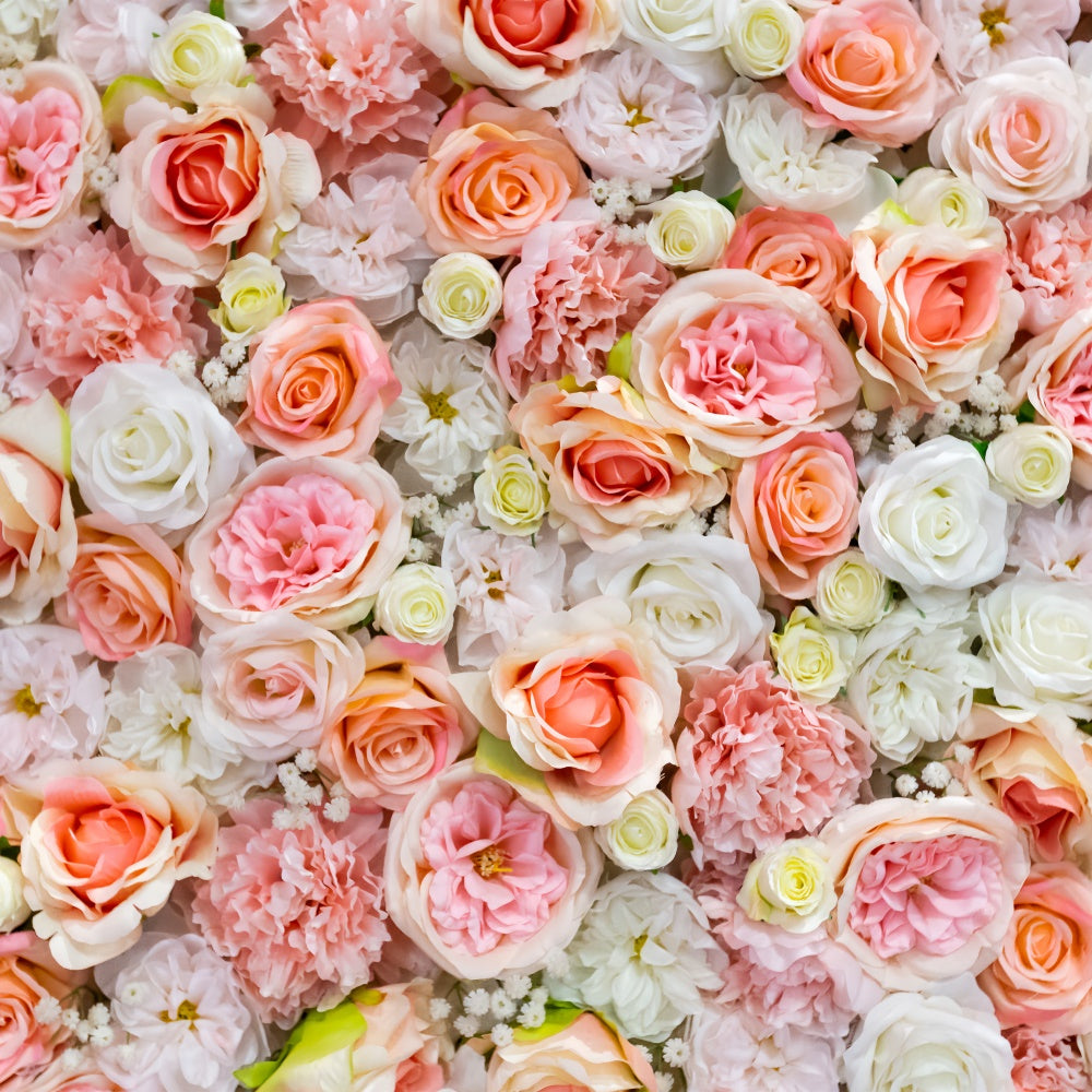 Spring Backdrop Ideas Peach White Floral Wall Backdrop BRP12-503