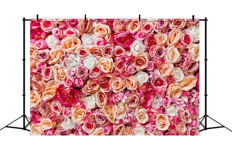 Spring Picture Backdrop Pink Peach Flower Wall Backdrop BRP12-504