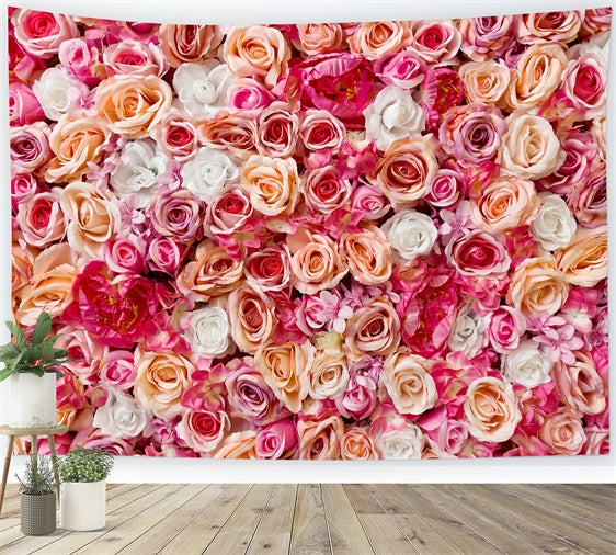 Spring Picture Backdrop Pink Peach Flower Wall Backdrop BRP12-504