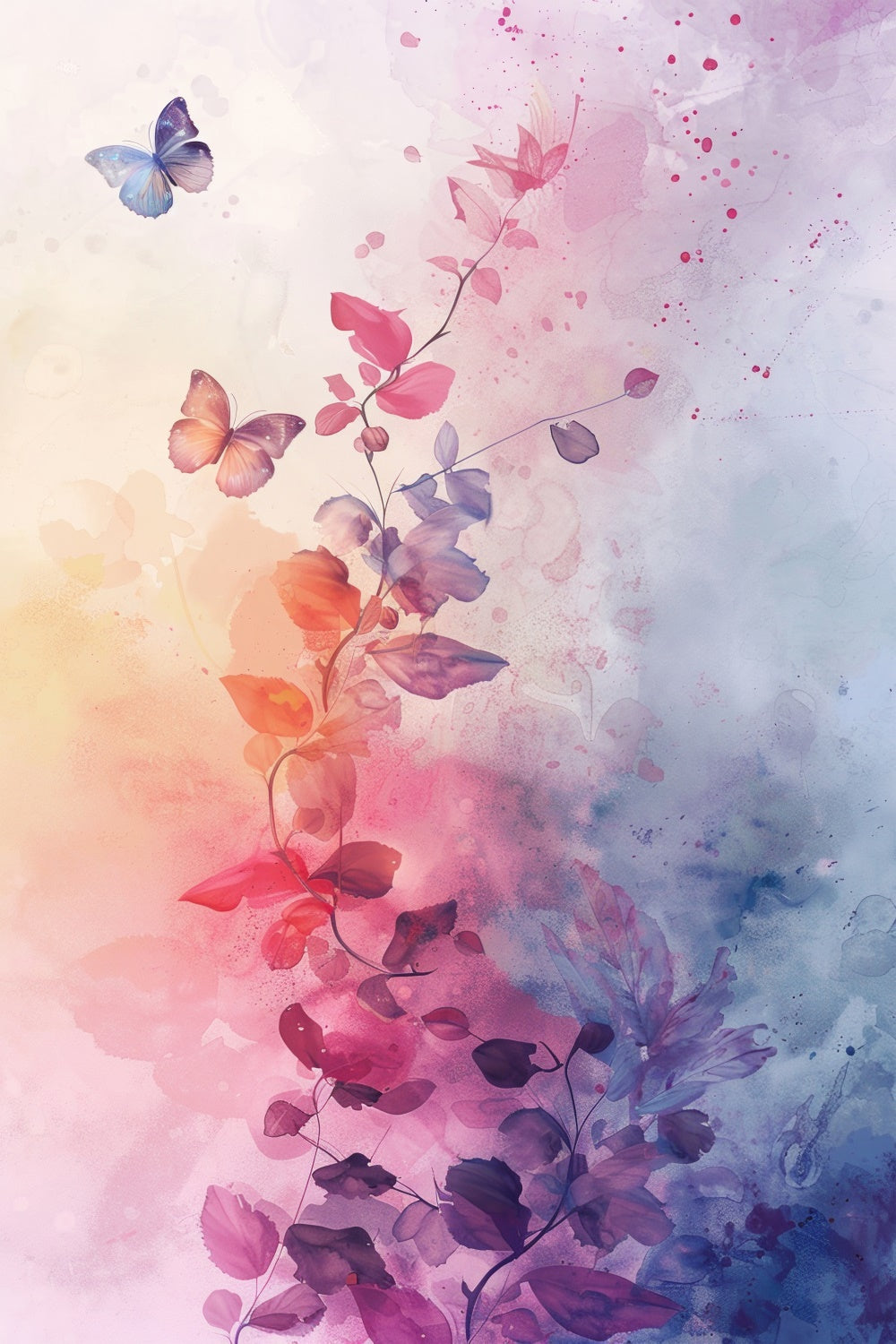 Spring Portrait Backdrops Watercolor Butterfly Blossoms Backdrop BRP12-511