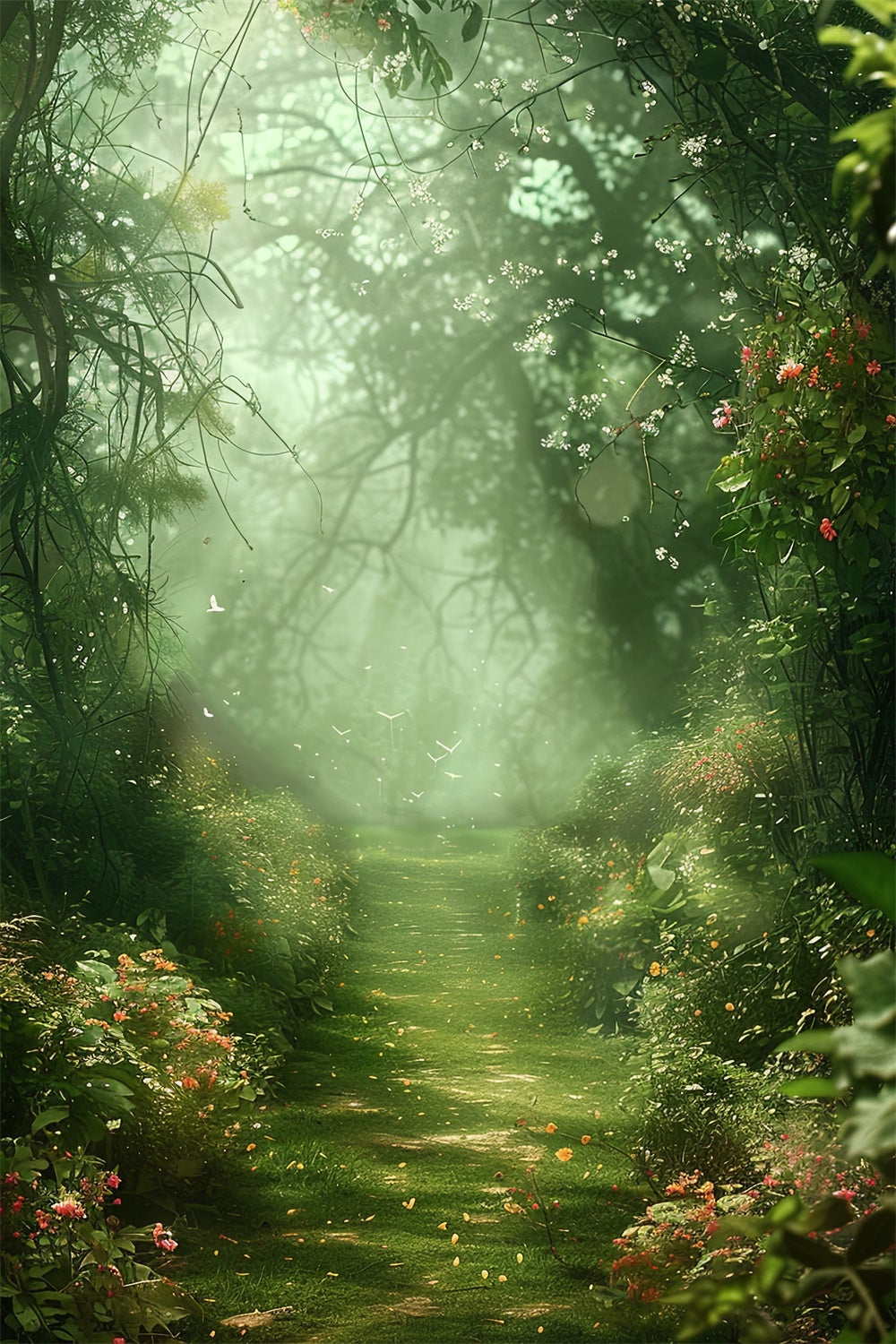 Backdrops Spring Dreamy Forest Pathway Wildflowers Backdrop BRP12-514