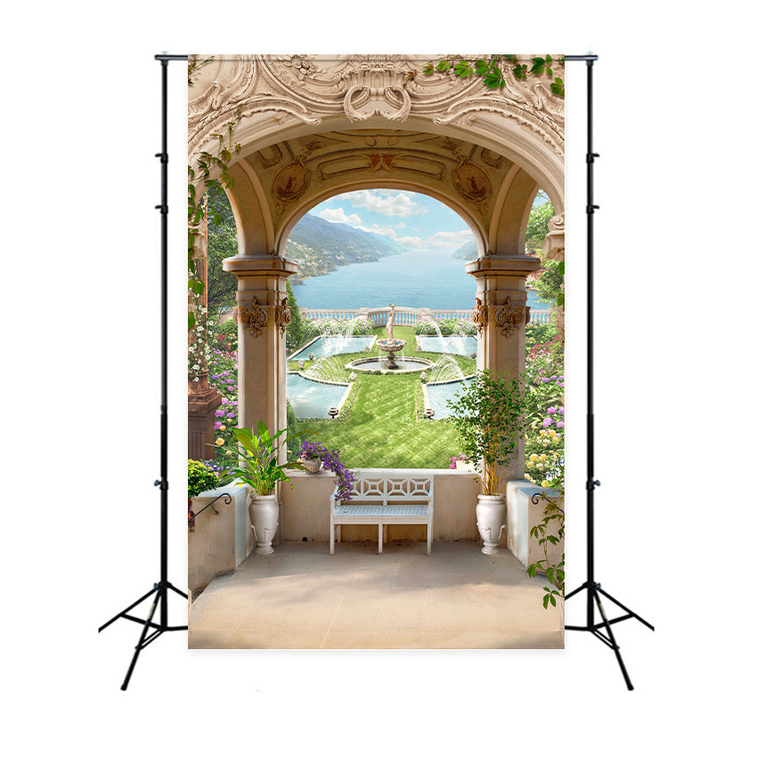 Spring Backdrops Ideas Archway Scenic Lake View Backdrop BRP12-520