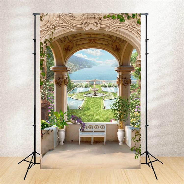 Spring Backdrops Ideas Archway Scenic Lake View Backdrop BRP12-520