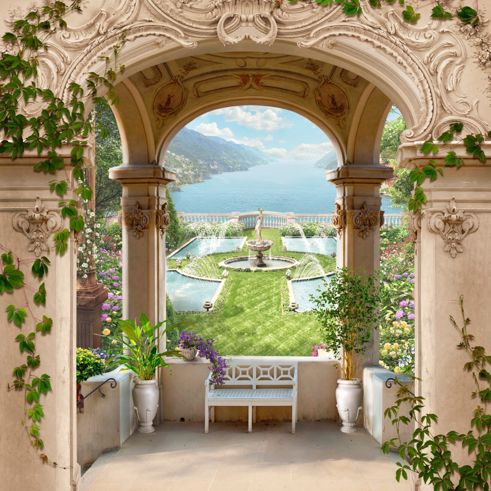 Spring Backdrops Ideas Archway Scenic Lake View Backdrop BRP12-520