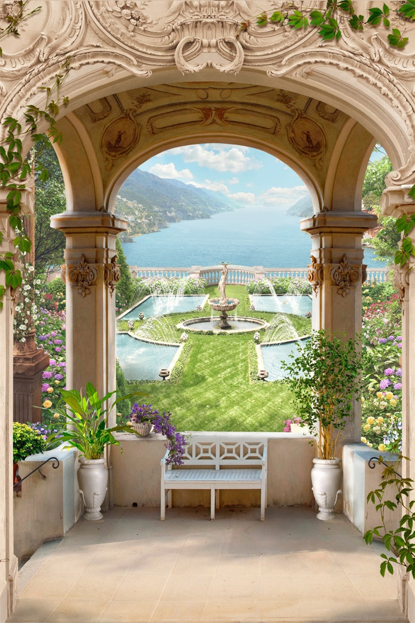 Spring Backdrops Ideas Archway Scenic Lake View Backdrop BRP12-520