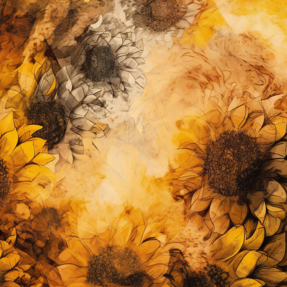 Floral Photography Backdrops Vibrant Golden Sunflower Backdrop BRP12-522