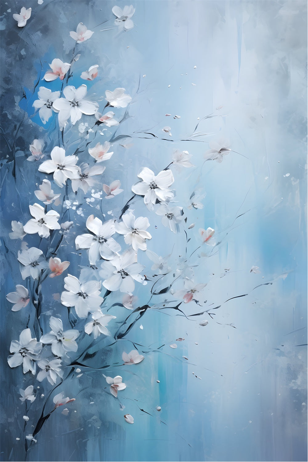 Flower Backdrop Photography Soft Blue Floral Abstract Backdrop BRP12-525