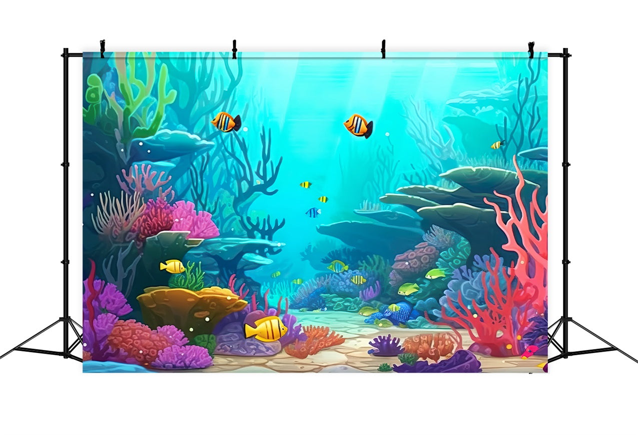 Mermaid Backdrop Vibrant Aquatic Landscape Backdrop BRP12-53