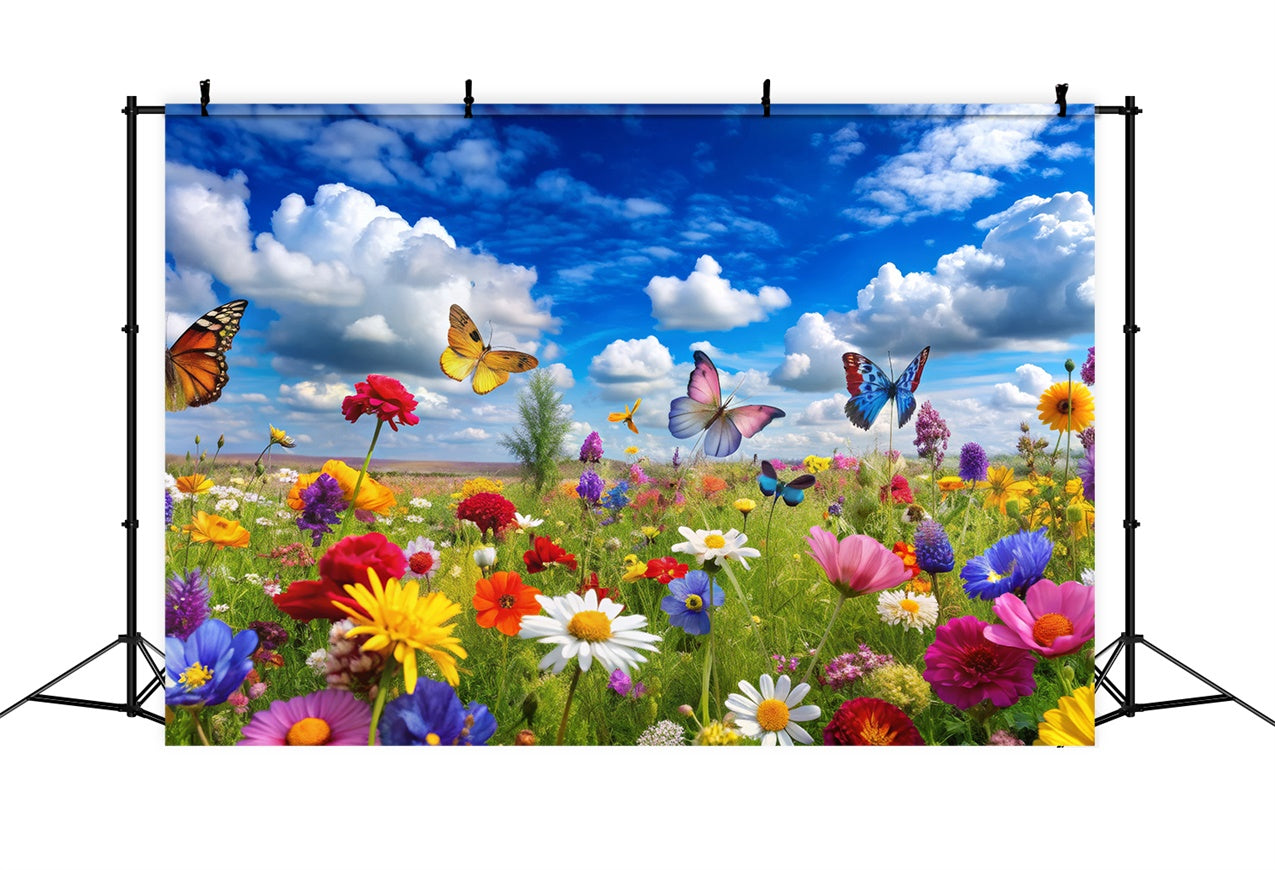 Floral Photo Backdrops Vibrant Blooms Butterflies Backdrop BRP12-531