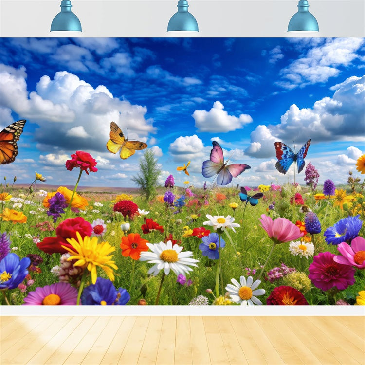 Floral Photo Backdrops Vibrant Blooms Butterflies Backdrop BRP12-531