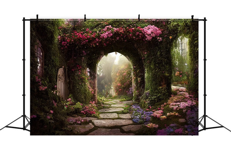 Backdrop Flowers Fairy Tale Garden Floral Arch Backdrop BRP12-534