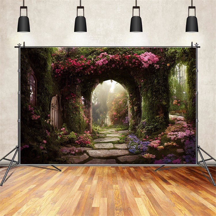 Backdrop Flowers Fairy Tale Garden Floral Arch Backdrop BRP12-534