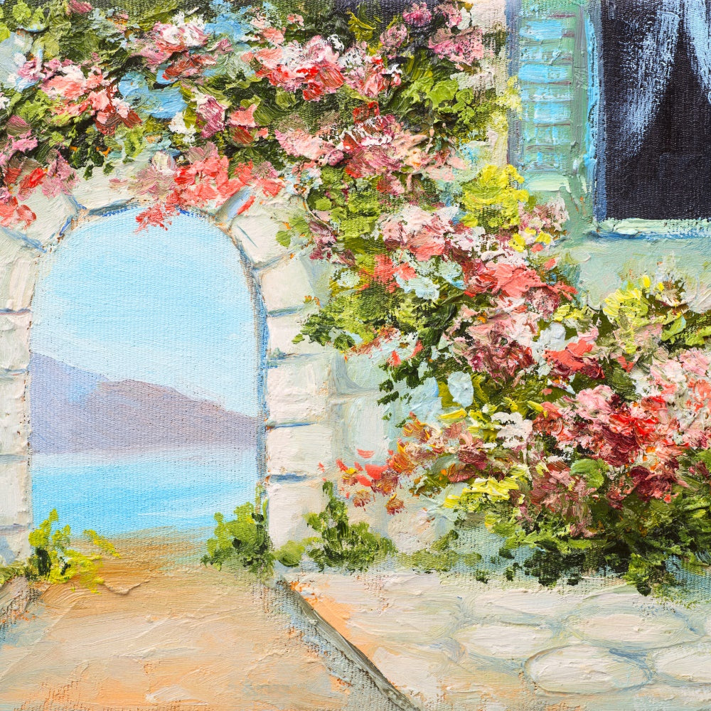 Photo Backdrop Floral Picturesque Garden Arch Sea Backdrop BRP12-535