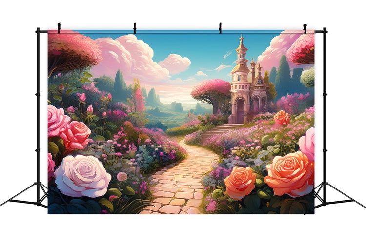 Floral Backdrop Photography Fairy Tale Garden Castle Backdrop BRP12-541