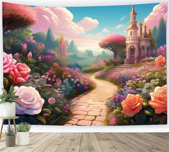 Floral Backdrop Photography Fairy Tale Garden Castle Backdrop BRP12-541