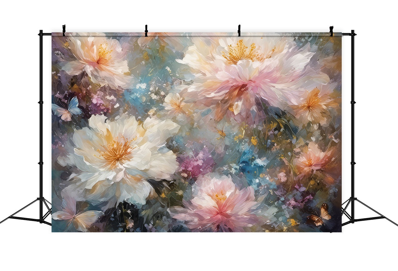 Floral Backdrops For Photography Dreamy Blooms Butterfly Backdrop BRP12-542