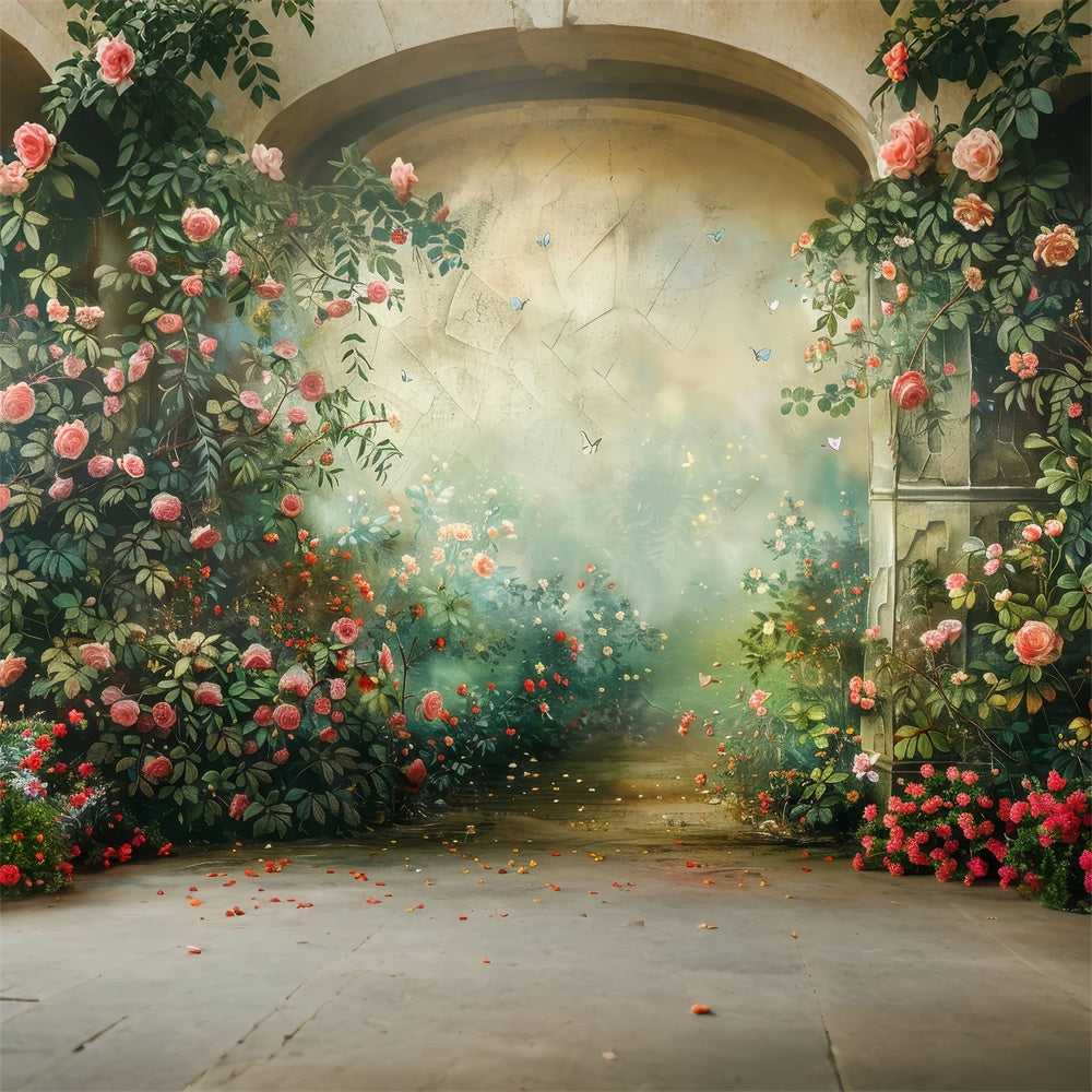 Floral Backdrop Blooming Archway Nature Scene Backdrop BRP12-545