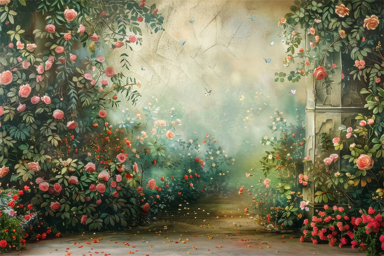 Floral Backdrop Blooming Archway Nature Scene Backdrop BRP12-545