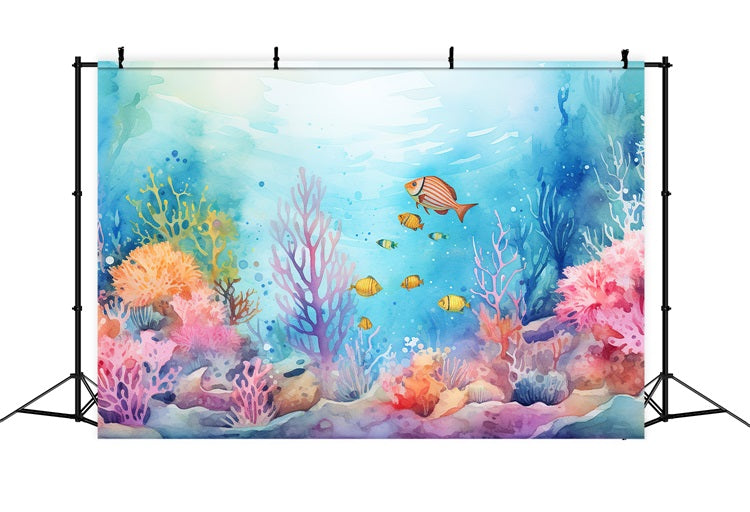 Backdrop Mermaid Colorful Underwater Sea Life Backdrop BRP12-55