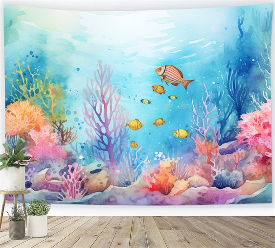 Backdrop Mermaid Colorful Underwater Sea Life Backdrop BRP12-55