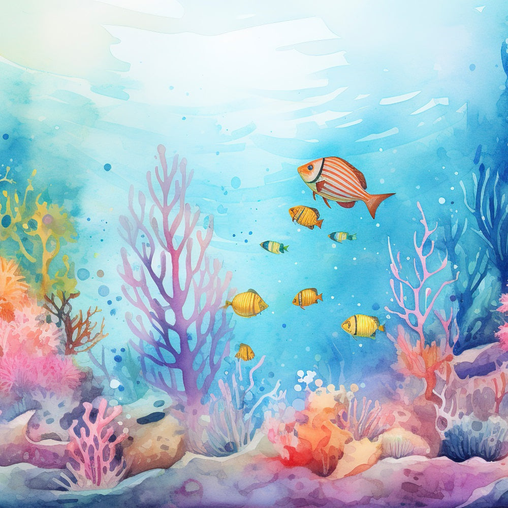 Backdrop Mermaid Colorful Underwater Sea Life Backdrop BRP12-55