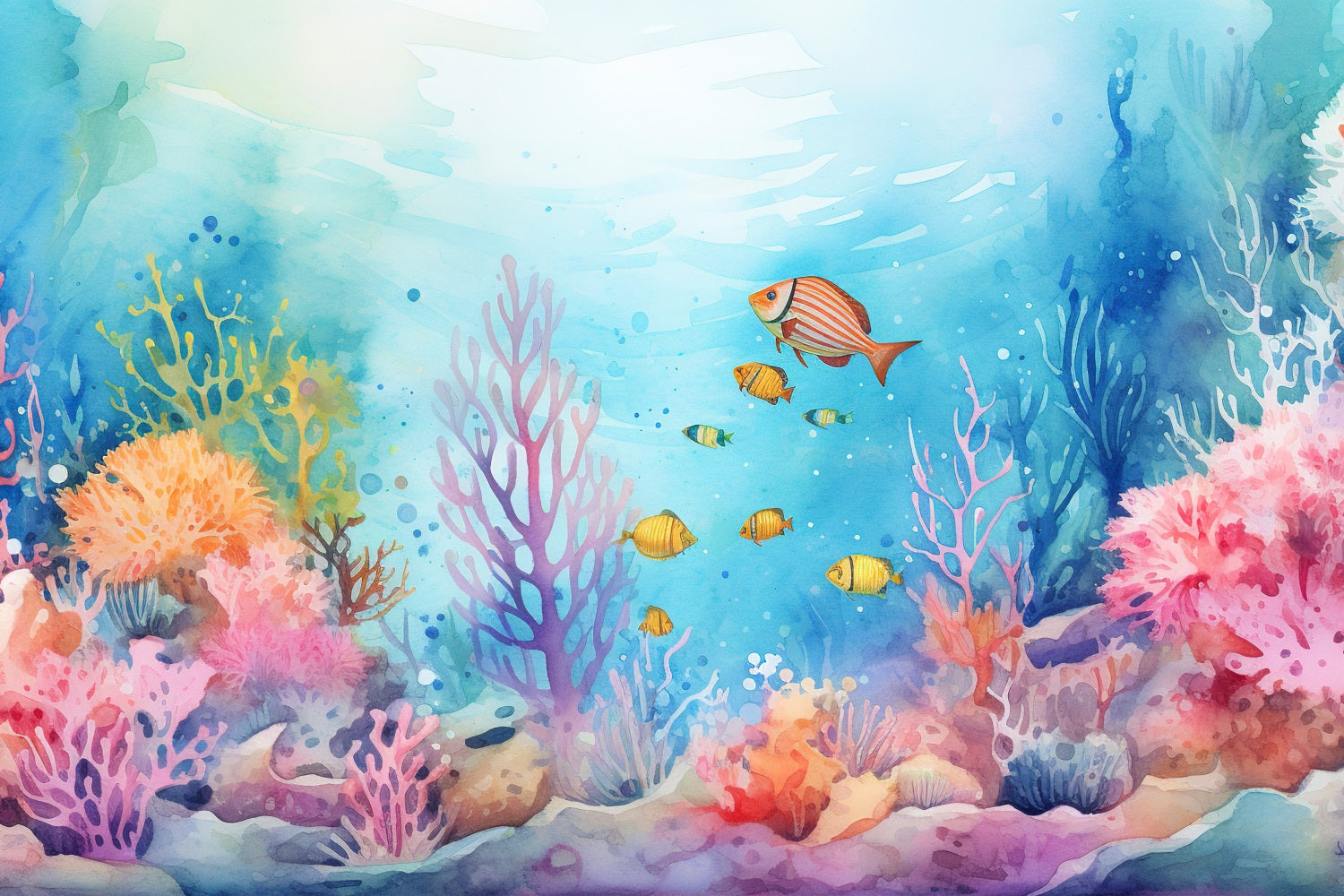 Backdrop Mermaid Colorful Underwater Sea Life Backdrop BRP12-55