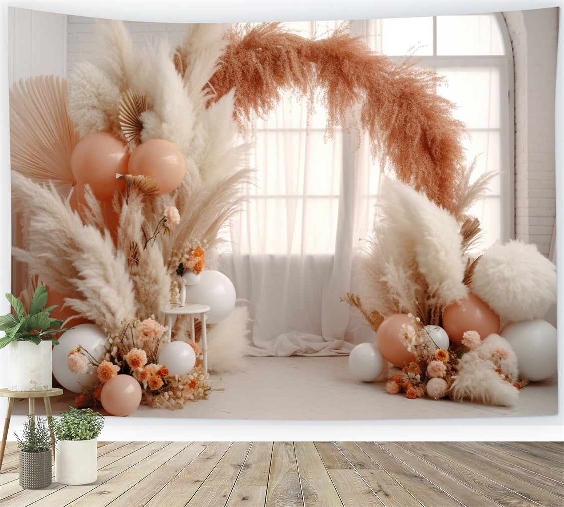 Flower Photography Backdrop Boho Pampas Balloon Arch Backdrop BRP12-554