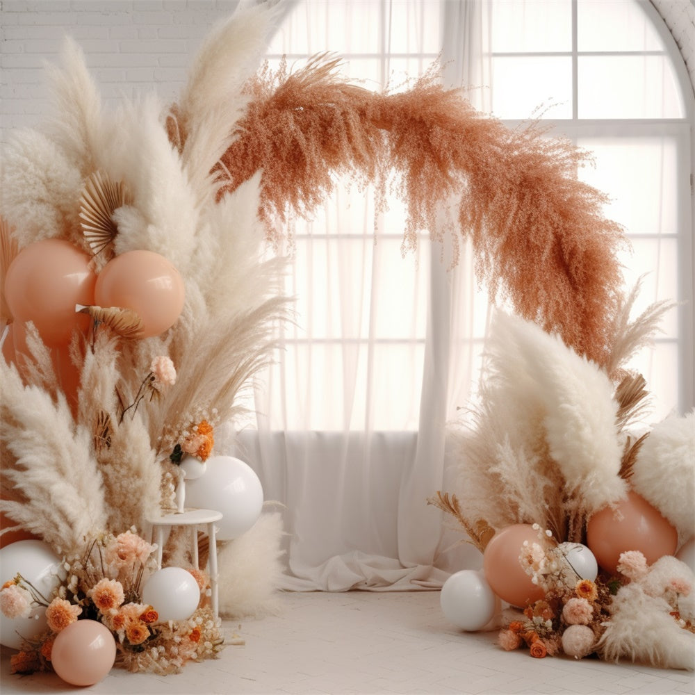 Flower Photography Backdrop Boho Pampas Balloon Arch Backdrop BRP12-554