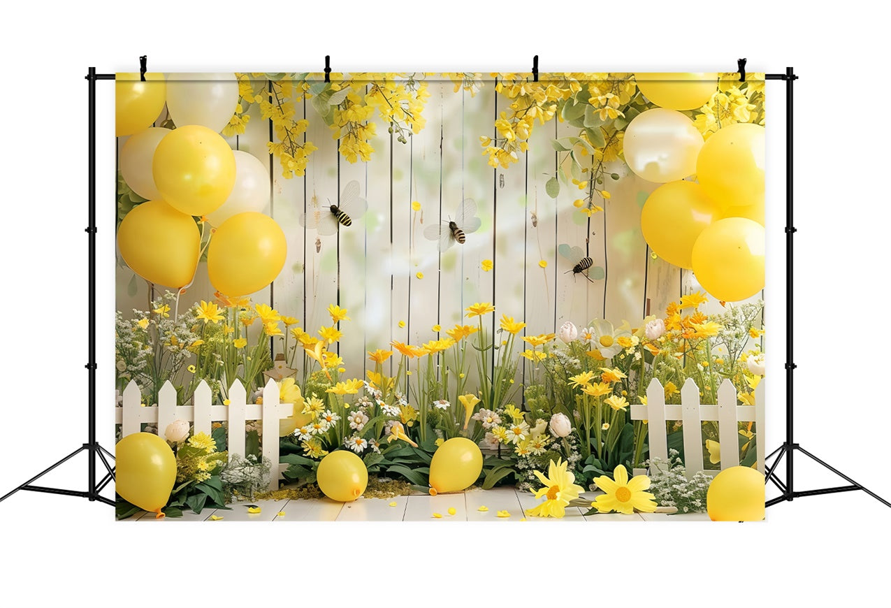 Flower Backdrop Decoration Vibrant Spring Balloons Backdrop BRP12-562