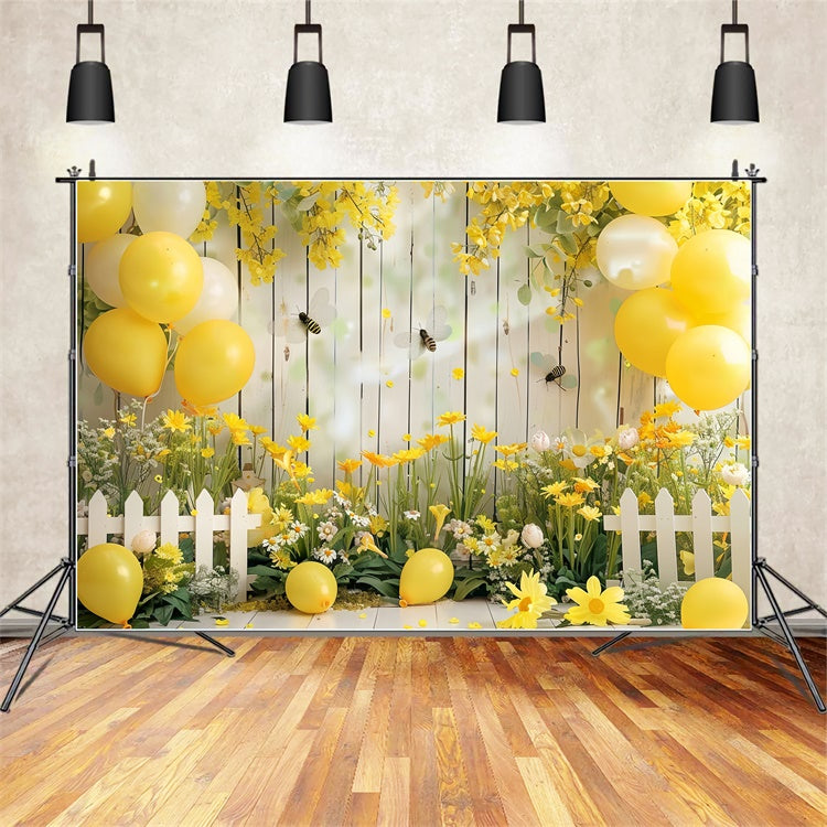 Flower Backdrop Decoration Vibrant Spring Balloons Backdrop BRP12-562