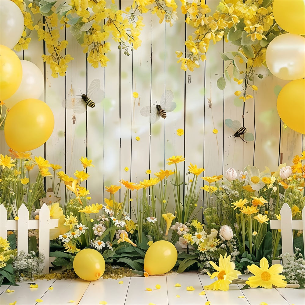 Flower Backdrop Decoration Vibrant Spring Balloons Backdrop BRP12-562