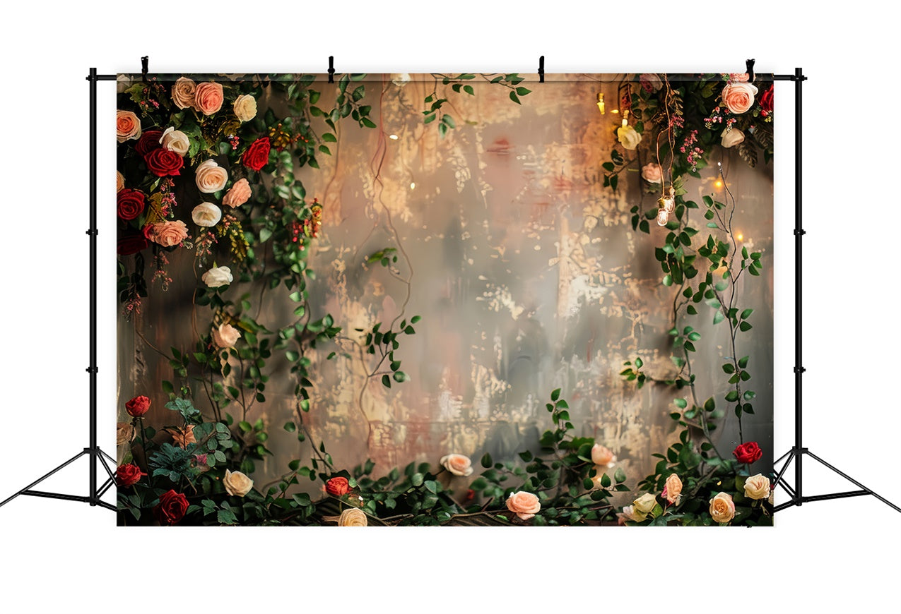 Flower Wall Photo Backdrop Romantic Rose Vine Backdrop BRP12-563