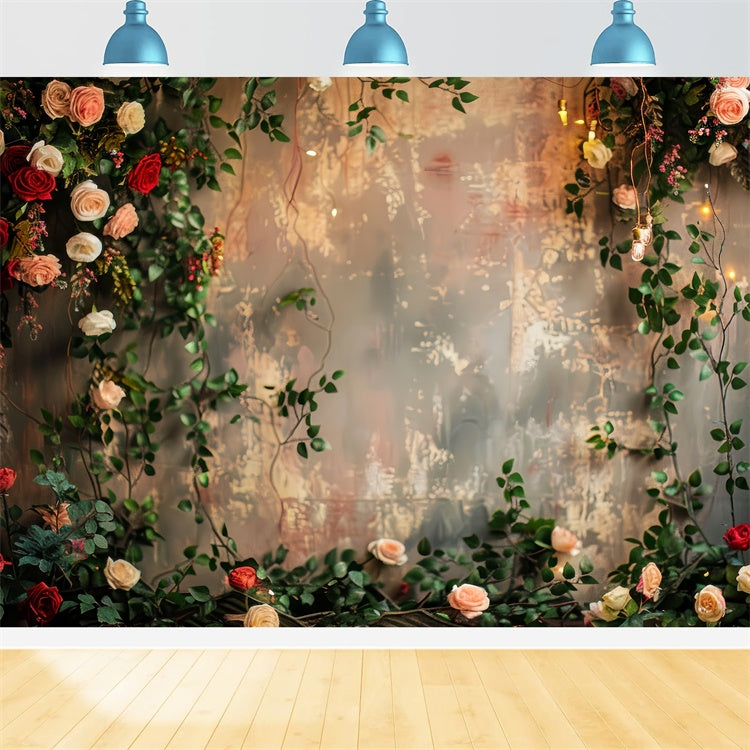 Flower Wall Photo Backdrop Romantic Rose Vine Backdrop BRP12-563