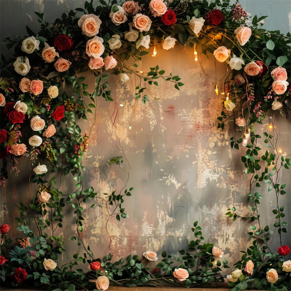 Flower Wall Photo Backdrop Romantic Rose Vine Backdrop BRP12-563