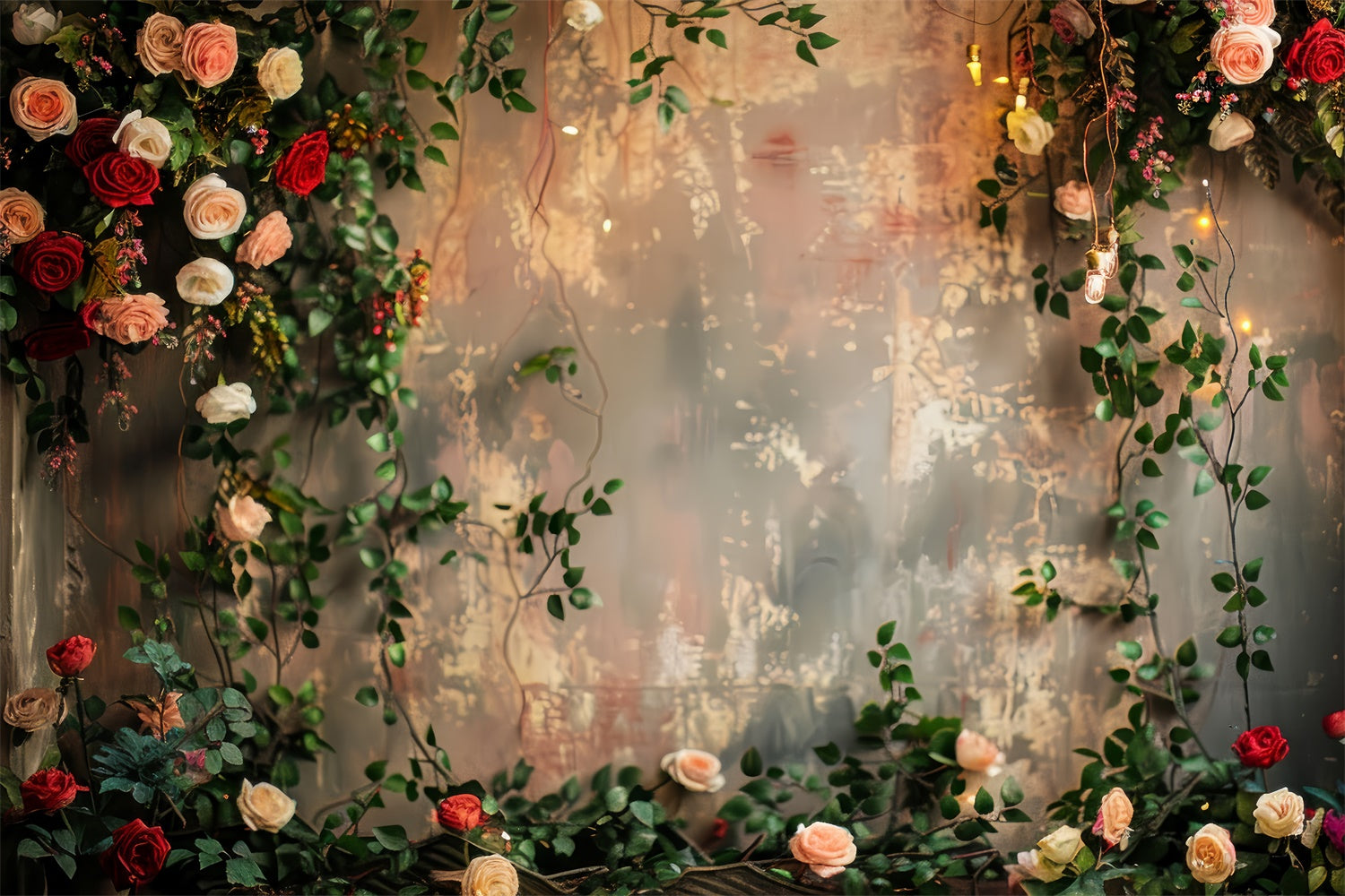 Flower Wall Photo Backdrop Romantic Rose Vine Backdrop BRP12-563