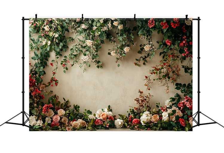 Flower Wall Backdrop Romantic Themes Backdrop BRP12-564