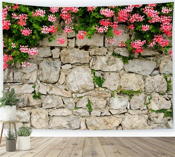 Flower Wall Photography Backdrop Vibrant Pink Stone Wall Backdrop BRP12-565