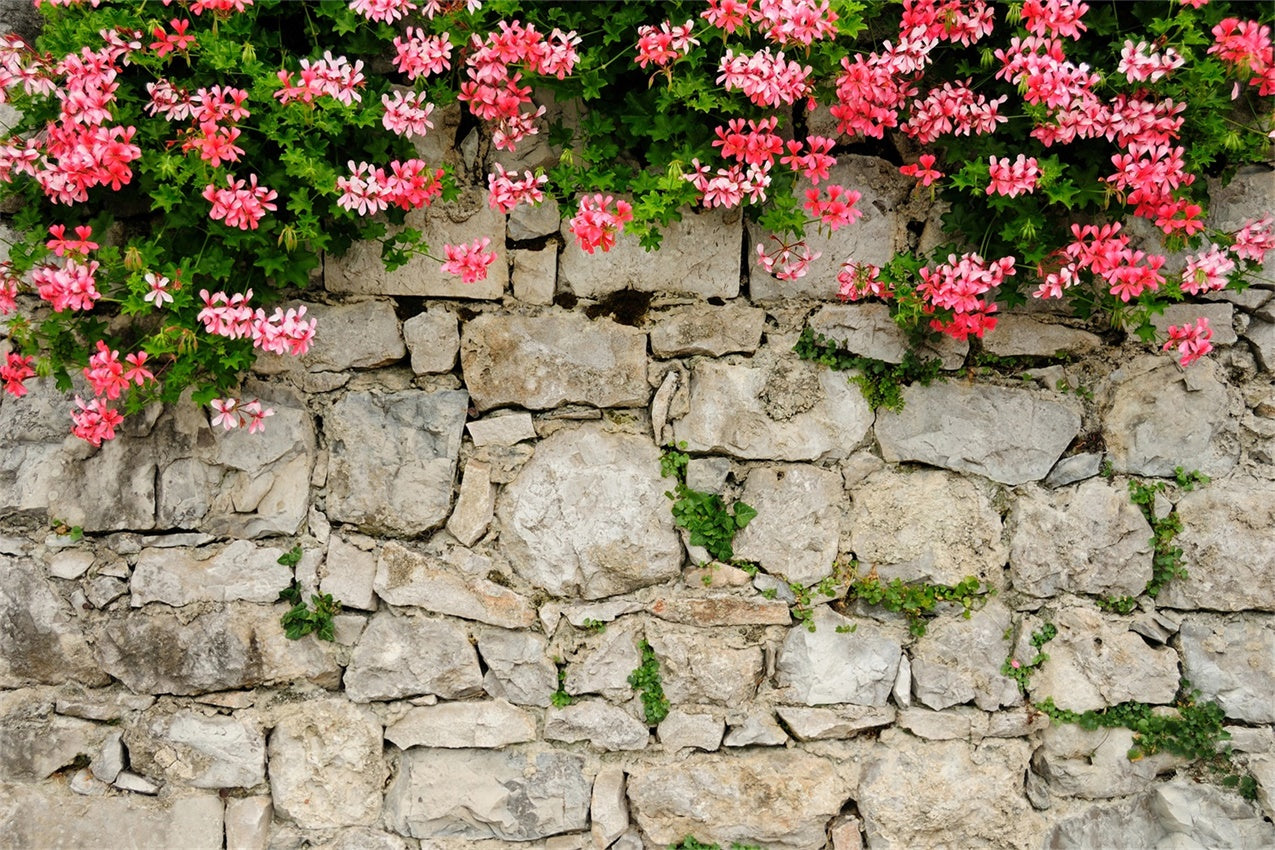 Flower Wall Photography Backdrop Vibrant Pink Stone Wall Backdrop BRP12-565