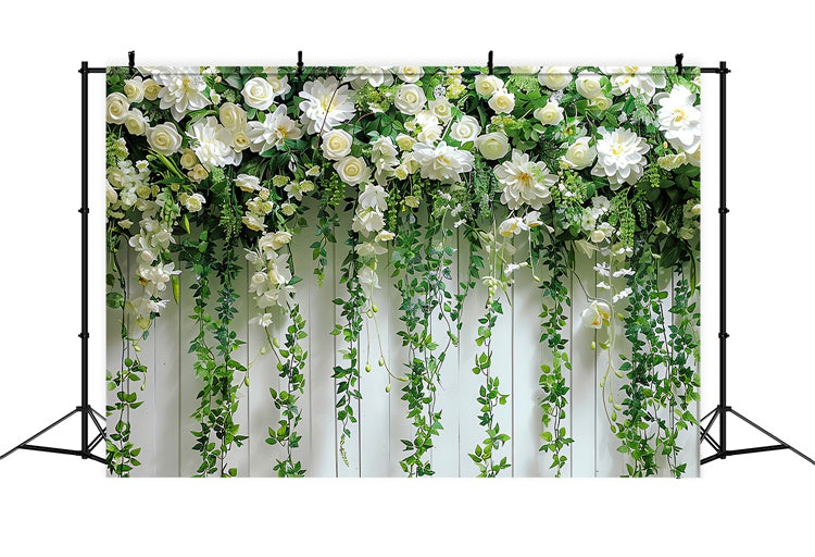 Hanging Flower Backdrop Romantic White Wall Backdrop BRP12-566