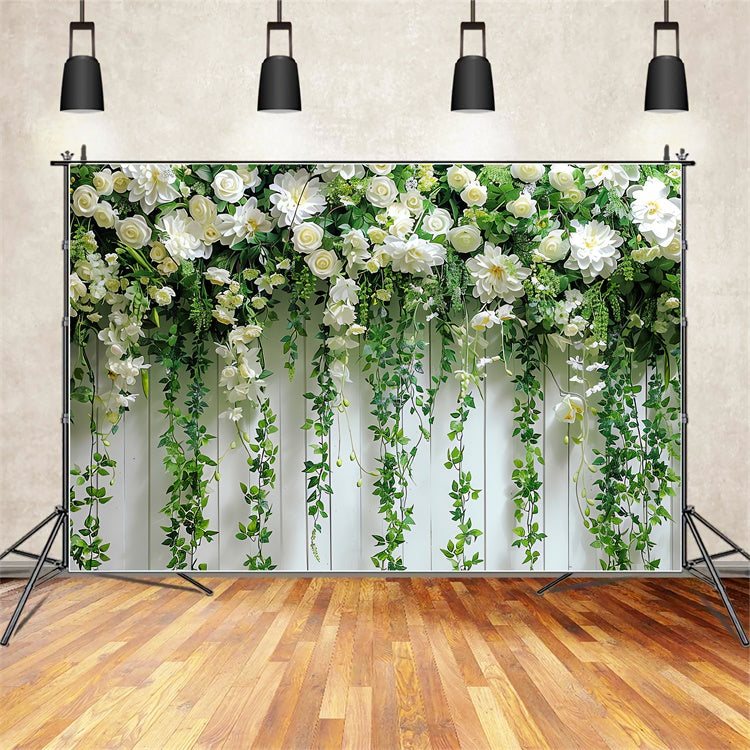 Hanging Flower Backdrop Romantic White Wall Backdrop BRP12-566