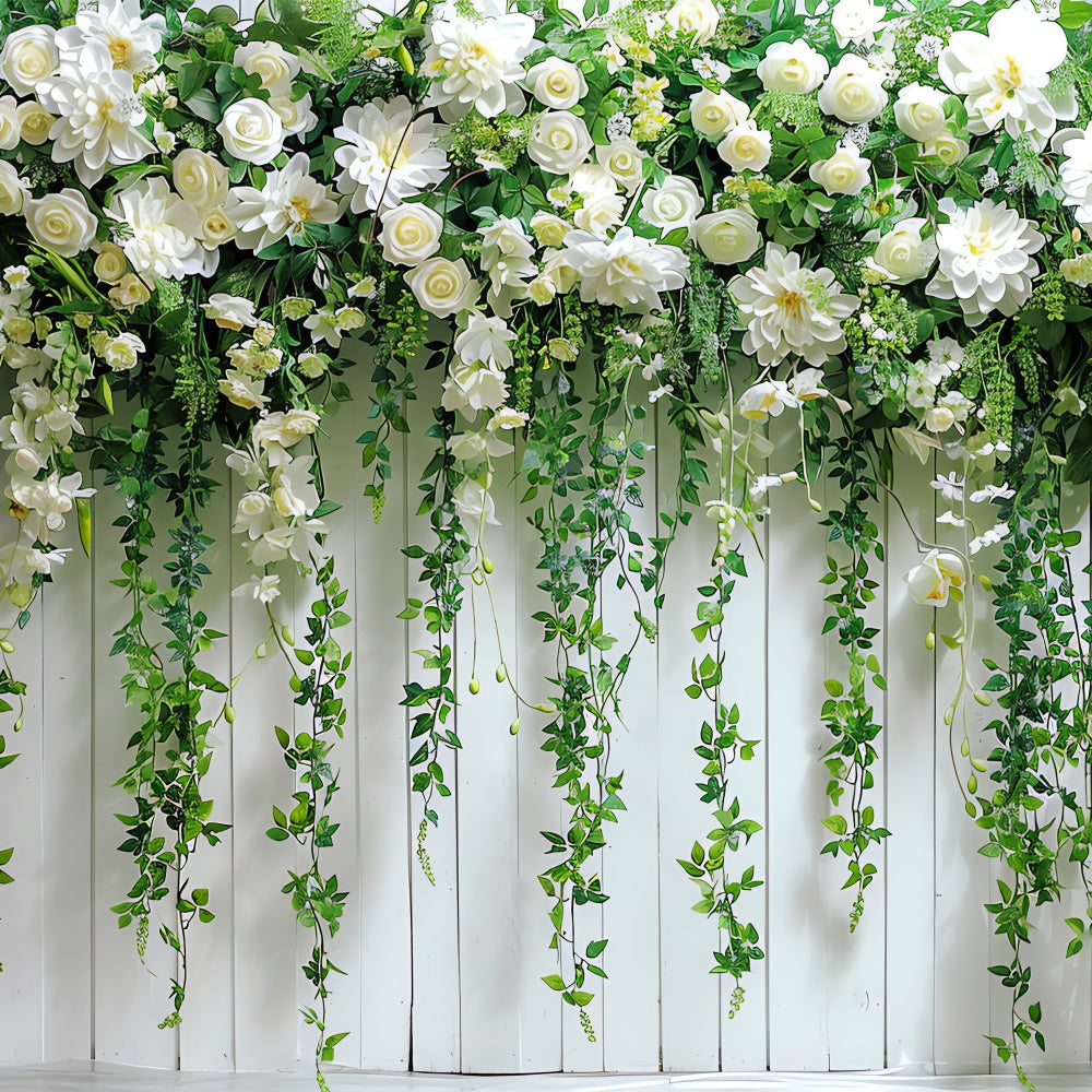 Hanging Flower Backdrop Romantic White Wall Backdrop BRP12-566