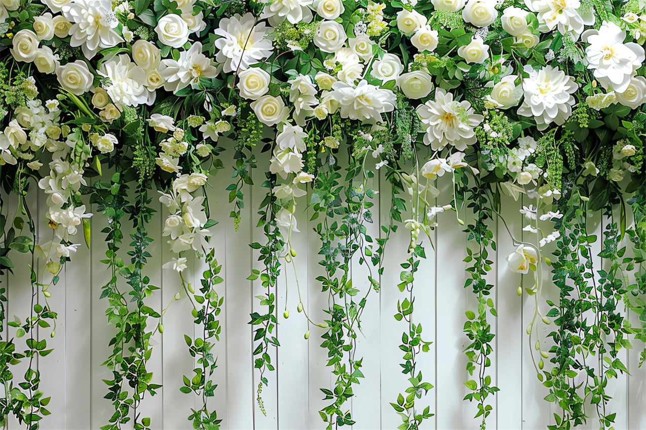 Hanging Flower Backdrop Romantic White Wall Backdrop BRP12-566