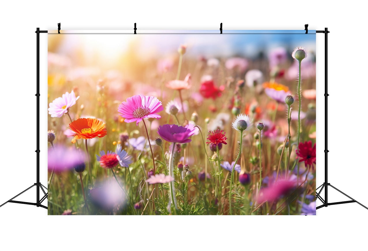 Flowers For Backdrops Enchanted Wildflower Meadow Sunshine Backdrop BRP12-570